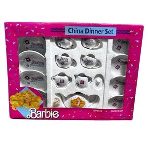 Vintage Barbie 16 pieces China Dinner Set Toys 1989 Pretend Play Porcelain